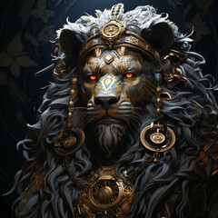 lion head on a wall