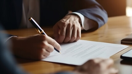 Legal Advisor Assisting Client's Signature on Vital Documents. Generative AI