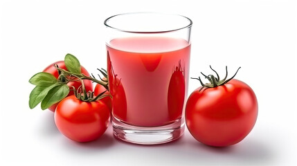 Tomato juice, Fresh tomato juice isolated on white background. Generative Ai