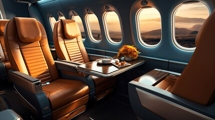 Unveiling the Ultimate in Business Class Travel on a Private Jet. Generative AI