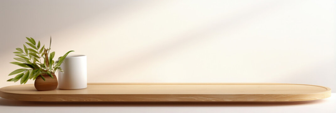 Scene stage decoration for promotion sale or advertising of beauty and spa products and cosmetics. 3d empty minimalistic wooden product display podium