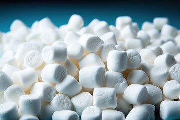 White marshmallows on a blue background