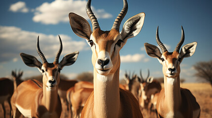 Captivating Moment as a Herd of Springbok Faces the Camera. Generative AI