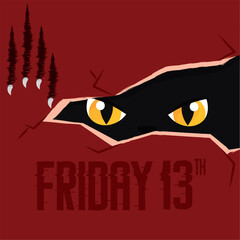 Friday 13th poster with black cat Vector