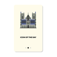 Nidaros cathedral in Norwegian isolated on white. Gothic church cartoon illustration. Religion and building concept. Vector illustration symbol elements for web design