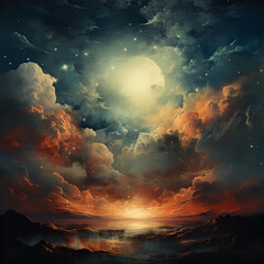 background with clouds and sun, this design was generated with artificial intelligence