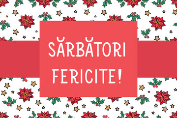 Fototapeta premium Happy holidays in Romanian language. Lettering. Ink illustration. Modern brush calligraphy. Merry Christmas card