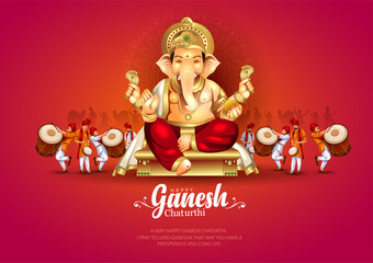 Lord Ganpati on Ganesh Chaturthi background. abstract vector illustration design © Arun