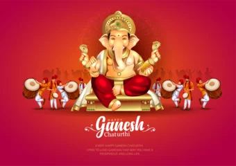 Gardinen Lord Ganpati on Ganesh Chaturthi background. abstract vector illustration design © Arun