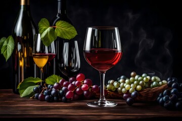 Fototapeta premium red wine and grapes
