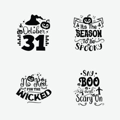 Happy Halloween vector typography set. Set of Halloween celebration collection with retro grunge effect. Halloween Concept for shirt or logo, print, stamp poster, greeting card, party invitation.