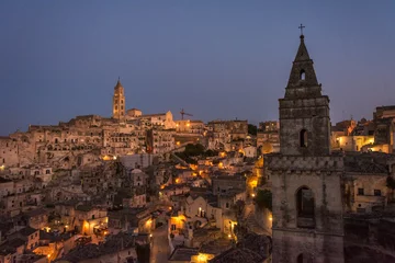 Nocturnal Vista of Matera City, Basilicata, Italy - Historic Charms of Matera's Sassi District © jeferstellari