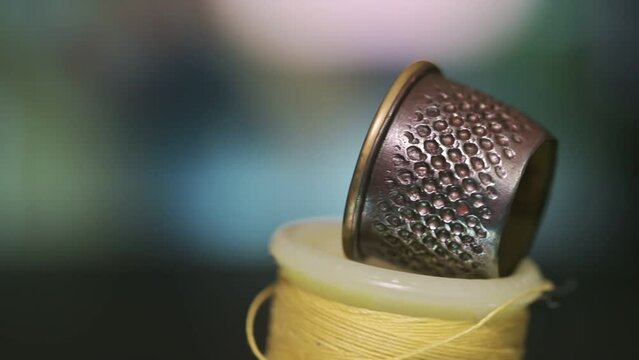 the sewing ring rotates. macro shot