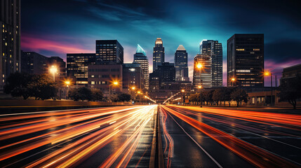 Urban Luminance. Long Exposure Reveals the Dance of Nighttime Traffic Lights. Generative AI