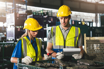 Group of Diverse Warehouse Workers Working Together to Quality Control in Factory, Industrial...