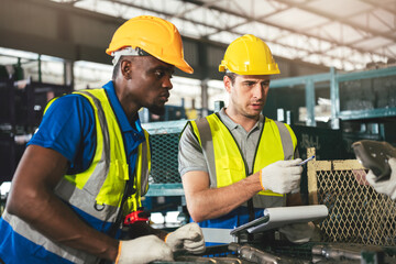 Group of Diverse Warehouse Workers Working Together to Quality Control in Factory, Industrial...
