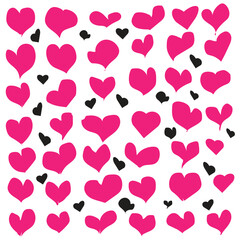 Heart red flat cartoon icon set. Romantic abstract different shape symbol on Valentines Day. Love banner template decorative element for wedding invitation card. Isolated on white vector illustration