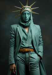 Statue of Liberty Wearing Modern Clothes Generative AI