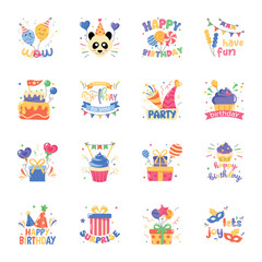 Pack of Celebration Party Flat Stickers 
