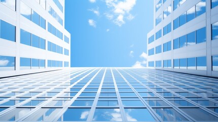Fototapeta na wymiar Abstract blue building skyscraper under sky