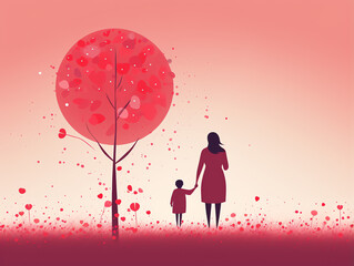 Happy mother's day celebration concept, mom with her child for design