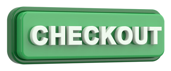 3D checkout button. 3D illustration.