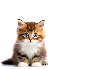 Small cute domestic kitten on a white background.  illustration of cute small cat.