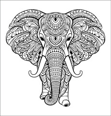 Mandala elephant coloring pages for adults