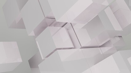 Abstract cube 3d background rendered image. Geometric modern abstract image. White color