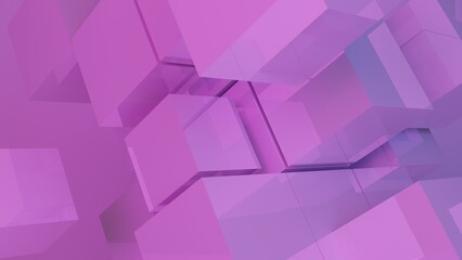 Abstract cube 3d background rendered image. Geometric modern abstract image. Purple color