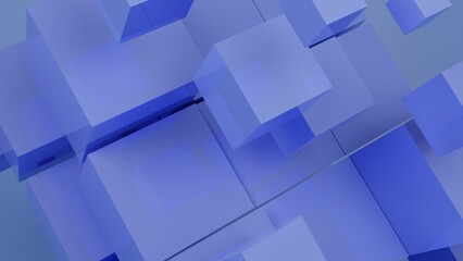 Fototapeta premium Abstract cube 3d background rendered image. Geometric modern abstract image. Blue color 