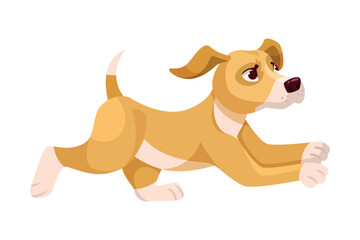 Running Dog Puppy with Cute Snout as Pet Animal Vector Illustration