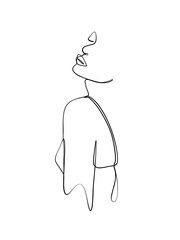 A Woman Body in Bikini is drawn in one line style. Printable wall art.