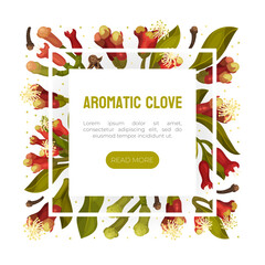 Clove Flower Banner Design with Blooming Plant Vector Template