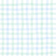 Green Blue Gingham Check Hand Drawn Background Pattern