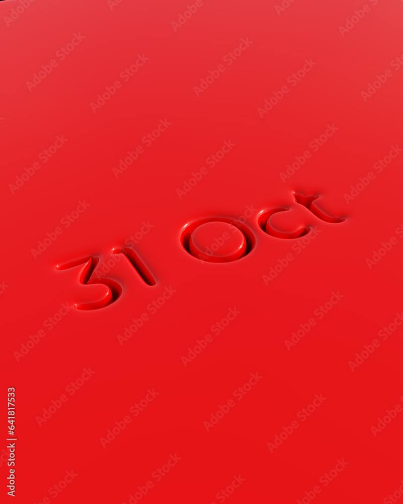 Fototapete red 31st oct october typography typescript soft round depressed shiny plastic stylish funky bright v