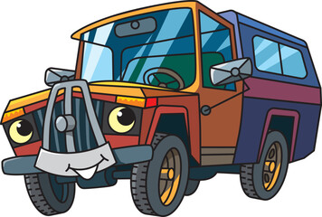 Funny old pick-up truck vector illustration