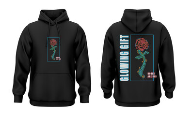 HERE ARE SOME COOL 3D MOCKUP OF BLACK HOODIE WITH STREETWEAR DESIGNS.