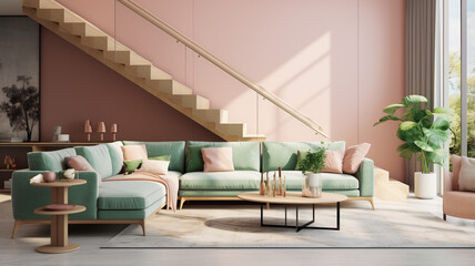 modern interior with living room and sofa