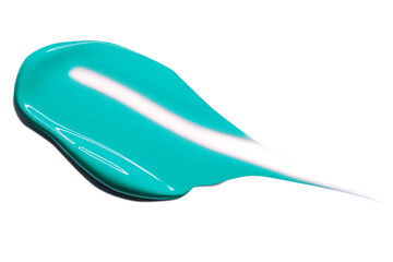 Smear of blue glossy paint. The smear is blue.