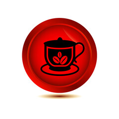 coffee cup icon on glossy button vector illustration