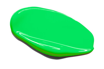 Smear of green glossy paint. The smear is green.