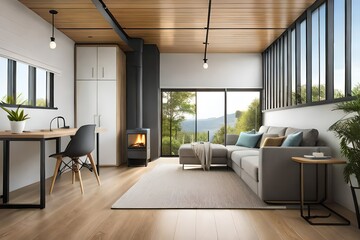 modern living room with fireplace