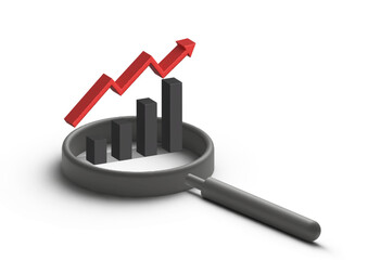 Investment or website SEO screen concept. Dashboard and business finance report. 3d vector rendering.