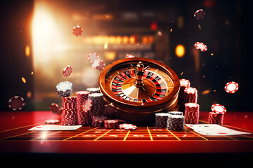 Fototapeta na wymiar Zusammenspiel verschiedener Casinospiele