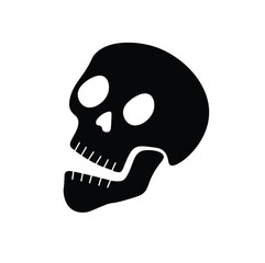 Skull silhouette illustration vector in cartoon style on white background. Halloween element. Halloween concept.