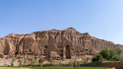 Buddhas of Bamiyan, were two 6th-century monumental statues carved into the side of a cliff in the Bamyan valley of central Afghanistan. Now only holes remain.