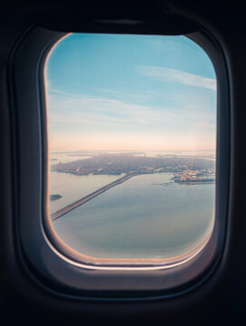Breathtaking view through airplane window