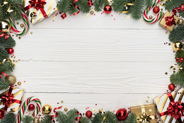 Fototapeta na wymiar Christmas Ornament Frame on White Background