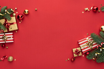Red Background with Christmas Decoration